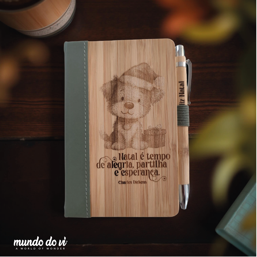 Bloco de Notas em Bambu A6 - Edição de Natal