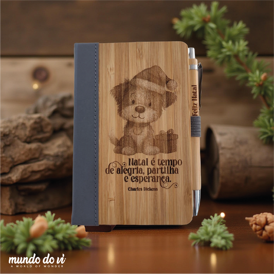 Bloco de Notas em Bambu A6 - Edição de Natal