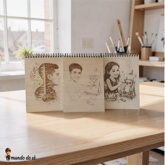 SketchBook em Madeira Personalizado